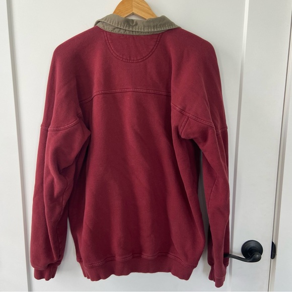 Vintage Cabela’s Pullover Collared Button Sweatshirt Maroon Fisherman Large - Picture 6 of 7